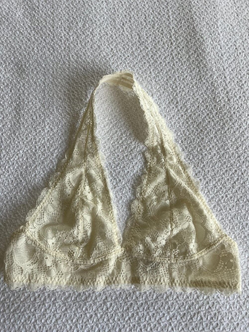 Free People Intimately Bralette Ivory Galloon Lace Halter Bra Scalloped Boho M